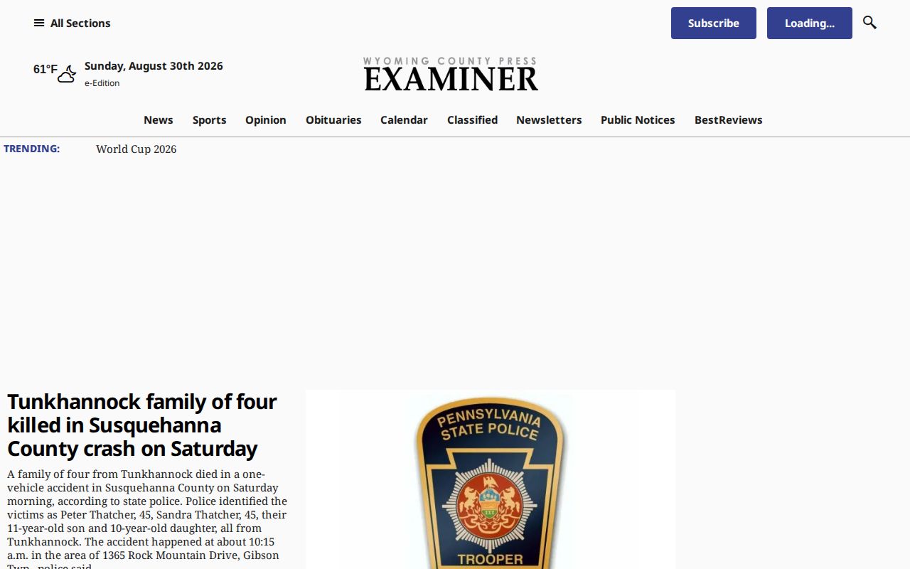 Wyoming County Press Examiner local arrest news source